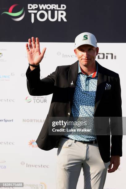 Dean Burmester of South Africa celebrates after winning on the 18th green during day four of the Investec South African Open Championship at Blair...