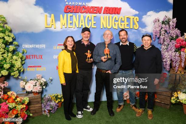 Antonella Colapietro,Sam Fell,Peter LOrd,Gilduin Tissier and Philippe Beautier attend the "Chicken Run : La Menace Nuggets"Netflix Premiere At La...