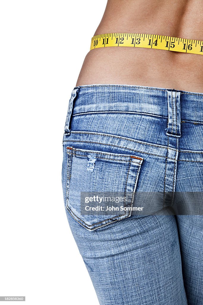 Female buttocks and measuring waist