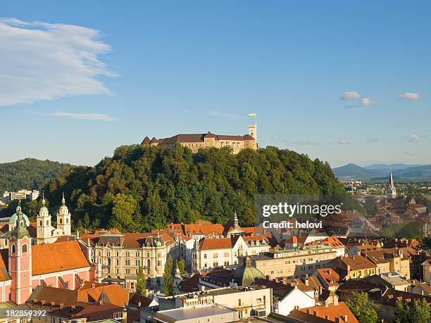 ljubljana with castle - ljubljana slovenia stock pictures, royalty-free photos & images