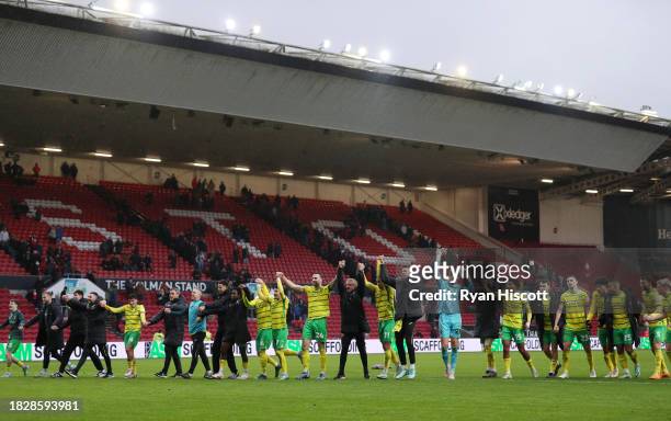 Norwich City players applauds the fans after the Sky Bet Championship match between Bristol City and Norwich City at Ashton Gate on December 03, 2023...