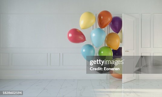 Celebration concept in the room with balloons Celebration concept in the room with balloons