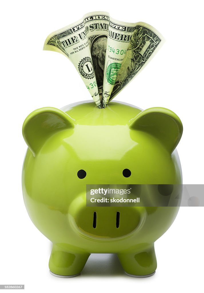 Dollar in ein Sparschwein
