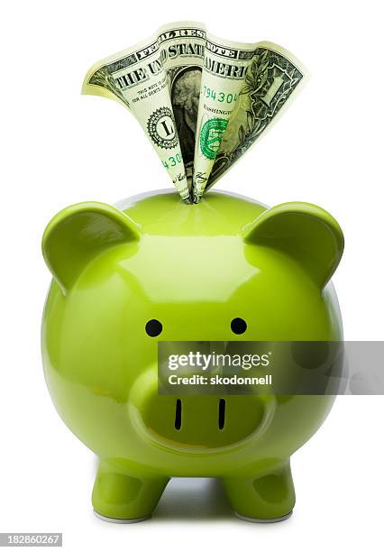 dollar in a piggy bank - piggy bank stock pictures, royalty-free photos & images