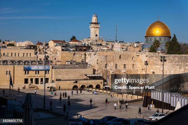 The Western Wall stands in afternoon light in the Old City during increased tensions between Palestinians and Israelis on December 03, 2023 in...