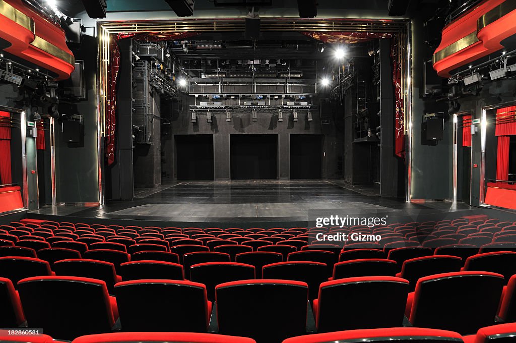 Empty theater from the view of the back row