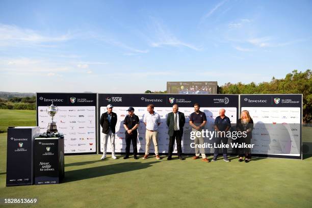 Dean Burmester of South Africa is awarded the trophy after winning during day four of the Investec South African Open Championship at Blair Atholl...