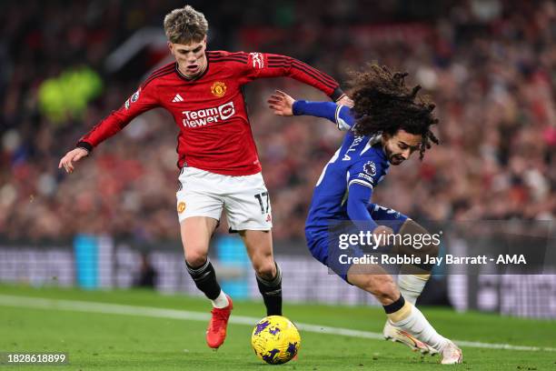 Marc Cucurella of Chelsea and Alejandro Garnacho of Manchester United during the Premier League match between Manchester United and Chelsea FC at Old...