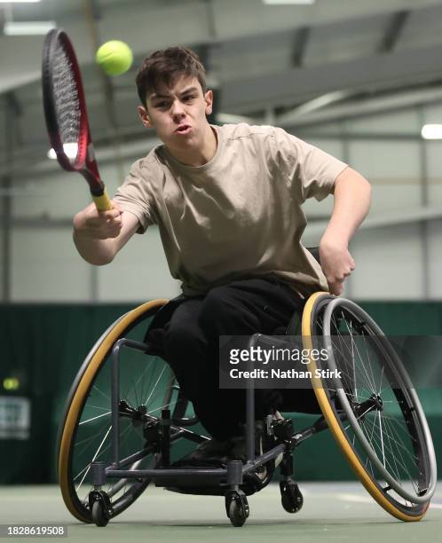 Evan Hansen during the Wheelchair Tennis National Finals 2023 at The Shrewsbury Club on December 03, 2023 in Shrewsbury, England.