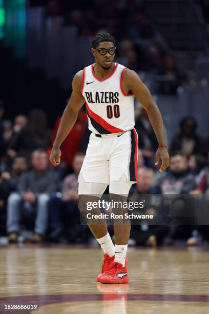 Scoot Henderson of the Portland Trail Blazers plays against the Cleveland Cavaliers during the first half at Rocket Mortgage Fieldhouse on November...