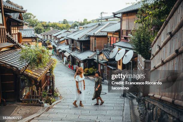 tourist in kyoto, old town. japan - kyoto travel stock pictures, royalty-free photos & images