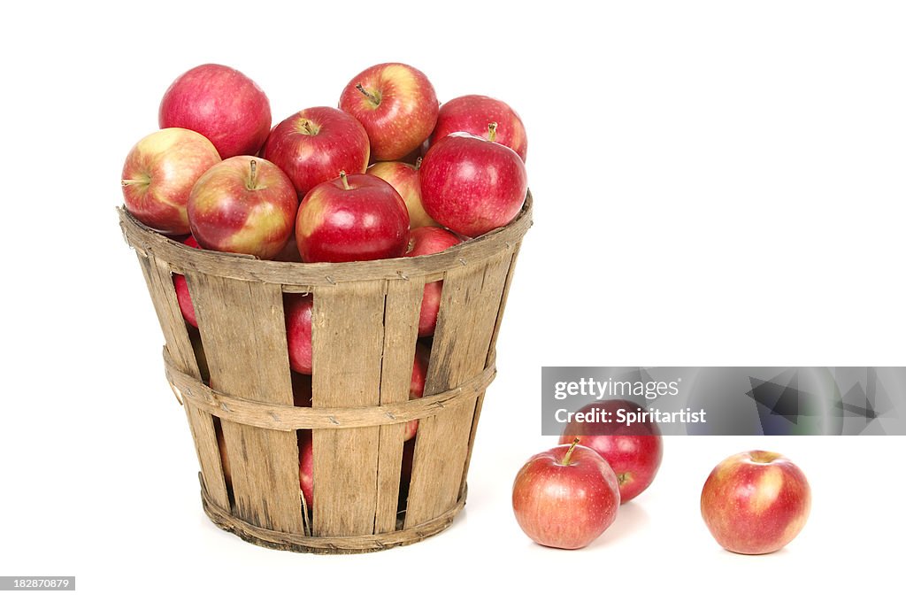 Apples In a Farm Basket on White
