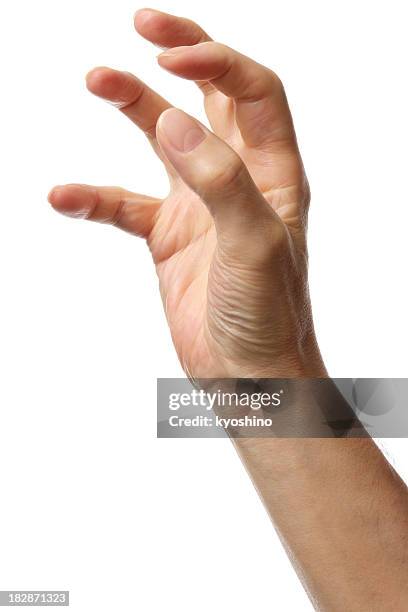 isolated shot of opened hand against a white background - climber hands bildbanksfoton och bilder