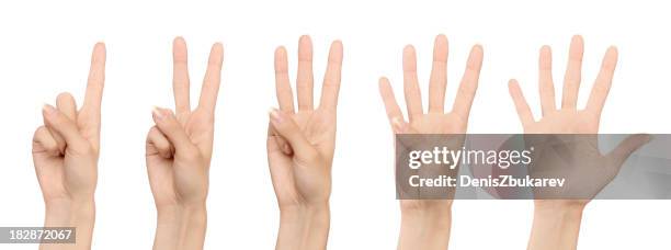 hands counting - 3 fingers stockfoto's en -beelden