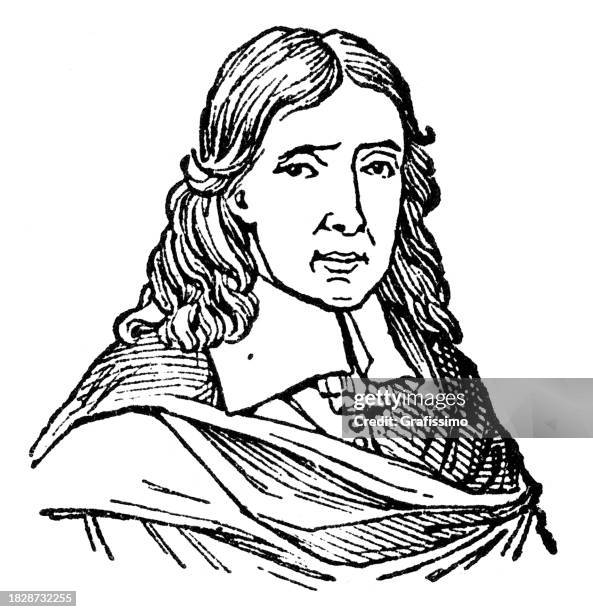 john milton english poet portrait - john milton stock illustrations