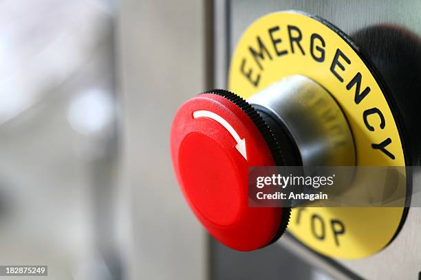 emergency button on the machine - emergency sign stock pictures, royalty-free photos & images