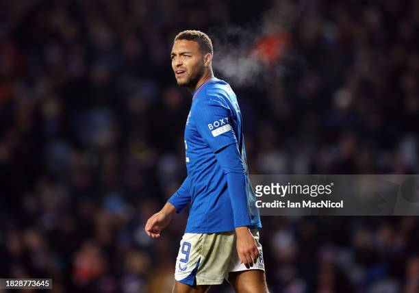 Cyriel Dessers of Rangers is seen during the Cinch Scottish Premiership match between Rangers FC and St. Mirren FC at Ibrox Stadium on December 03,...