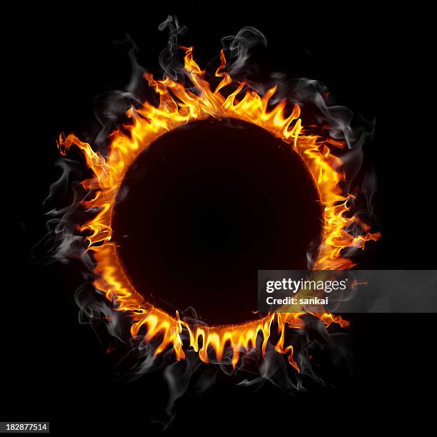 round fire frame - flame circle stock pictures, royalty-free photos & images