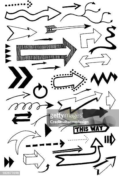 arrow doodles - fast forward symbol stock illustrations