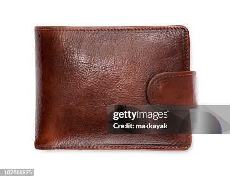 Plain brown leather wallet isolated on white background Plain brown leather wallet isolated on white background