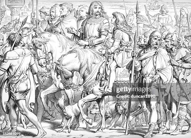 hereward the wake - valkyrie mythological figure stock illustrations