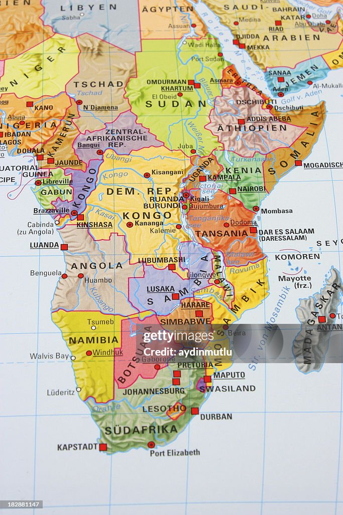 Multi colored Africa map