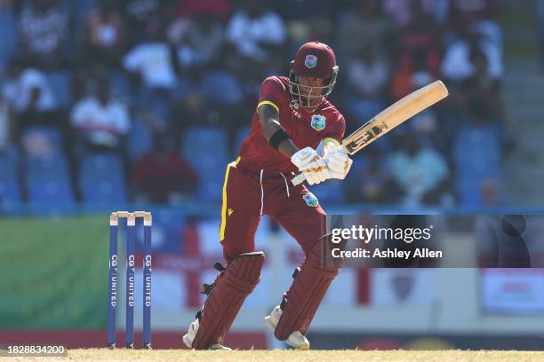 Alick Athanaze of West Indies batting during the 1st CG United One Day International match between West Indies and England at Sir Vivian Richards...