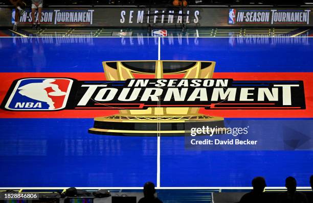 An overall view of the In-Season Tournament court on December 6, 2023 at T-Mobile Arena in Las Vegas, Nevada. NOTE TO USER: User expressly...