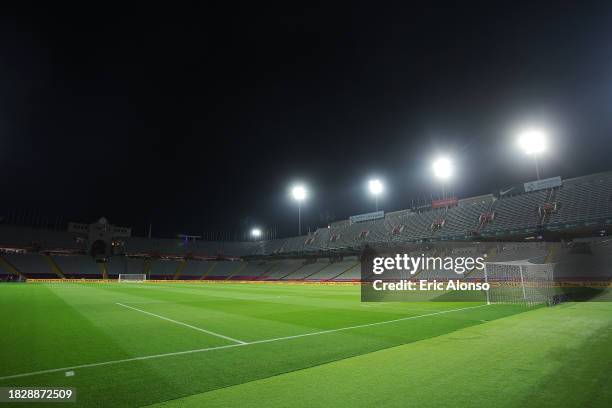 General view inside the stadium prior to the LaLiga EA Sports match between FC Barcelona and Atletico Madrid at Estadi Olimpic Lluis Companys on...