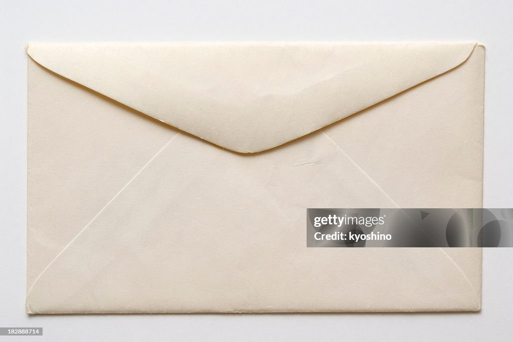 Isolated shot of old envelope on white background