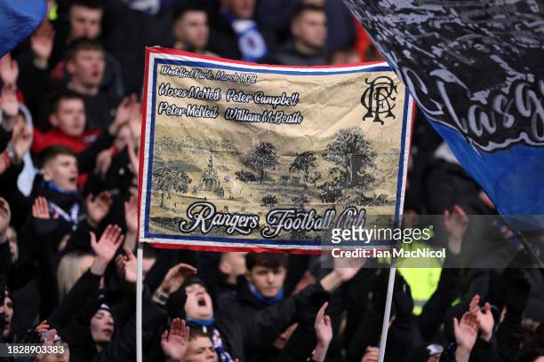 Rangers fans are seen during the Cinch Scottish Premiership match between Rangers FC and St. Mirren FC at Ibrox Stadium on December 03, 2023 in...