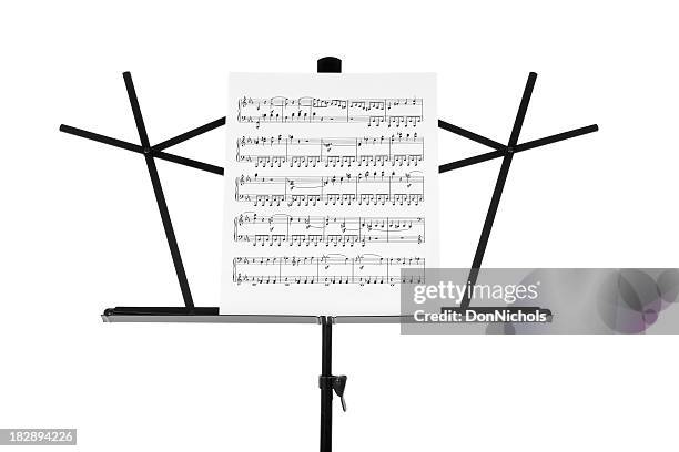 sheet music on stand close-up - music stand stock pictures, royalty-free photos & images