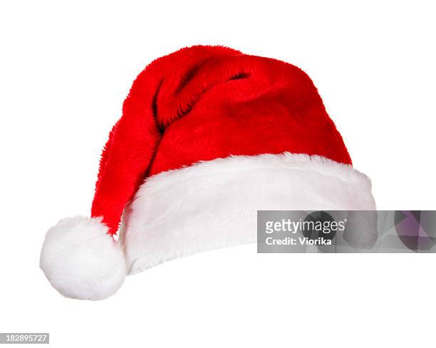 santa hat (on white) - hat stock pictures, royalty-free photos & images