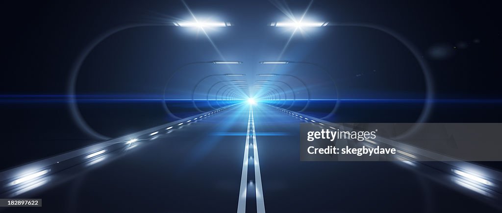 Futuristic Road Zooming Speed Flat Horizon