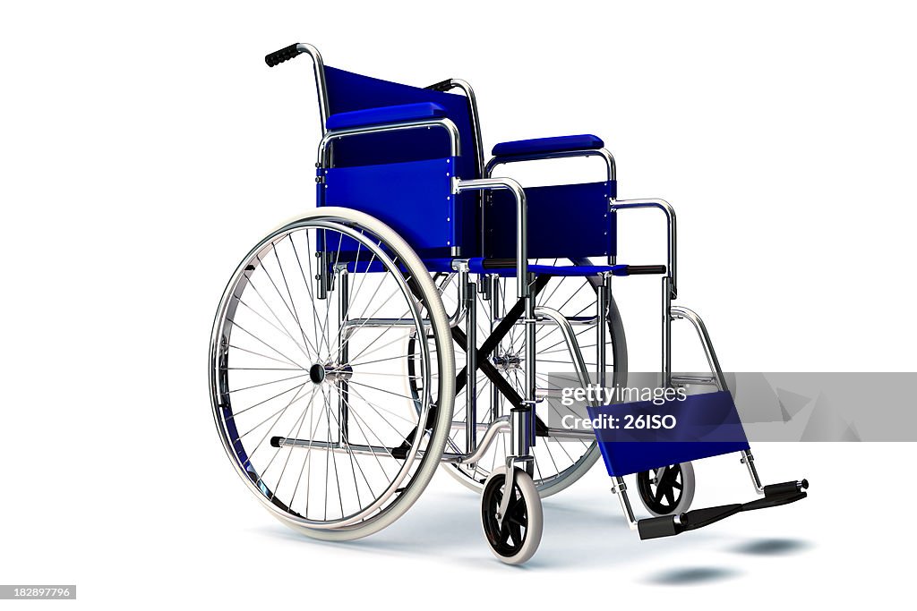 Rollstuhl auf weißem Hintergrund mit Copyspace (XXXL