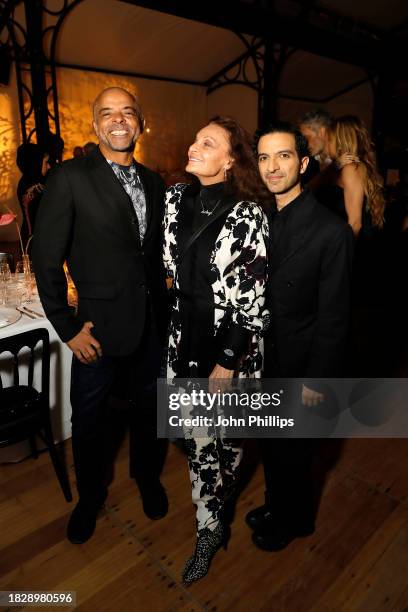 Jonathan Mildenhall, Diane von Fürstenberg and Imran Amed attend the BoF VOICES Gala Dinner and Party at Soho Farmhouse on November 30, 2023 in...