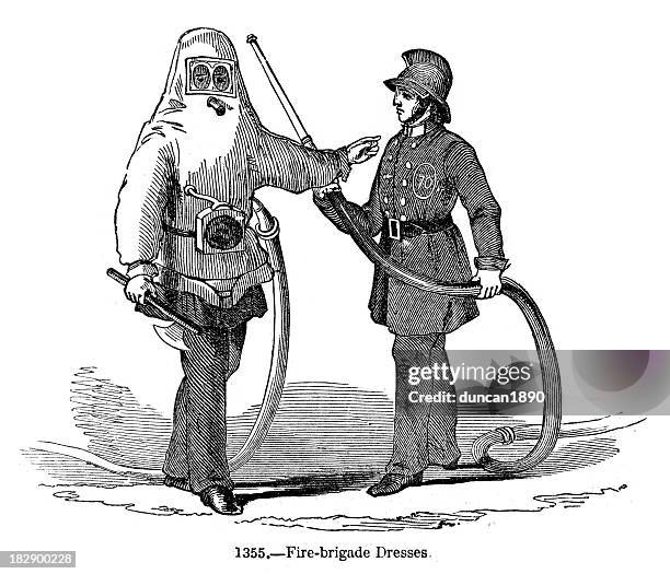 firemen - firefighter axe stock illustrations