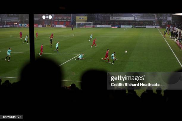 General view of the match as spectators watch on during the Emirates FA Cup Second Round match between Aldershot Town and Stockport County at The...
