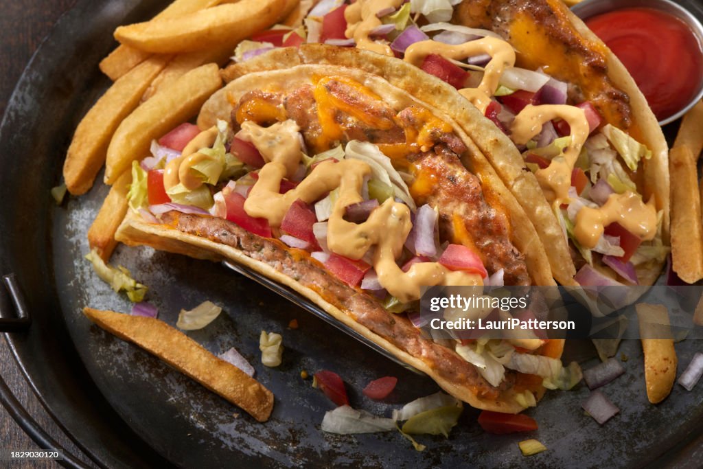 The Viral Smash Ground Chicken Cheese Burger Taco
