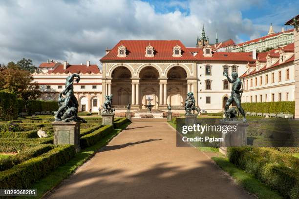 grounds of the waldstein or wallenstein palace in prague czechia - palace stock pictures, royalty-free photos & images