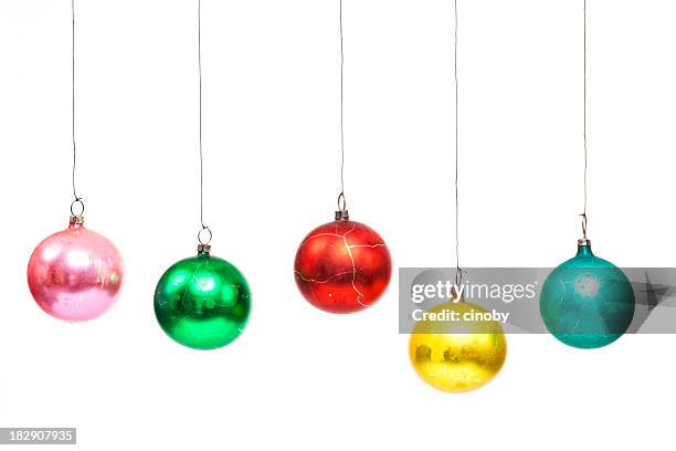 nostalgic christmas bauble - hanging christmas lights stock pictures, royalty-free photos & images