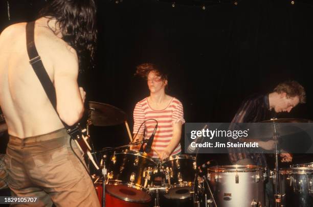 The Butthole Surfers Gibby Haynes, Teresa Nervosa, King Coffey perform at the 7th St. Entry in Minneapolis, Minnesota on November 24, 1985.