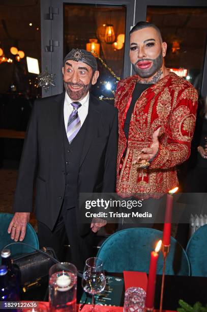 Dieter Hallervorden and Harald Glööckler during the GLÖÖCKLER Magic Christmas for Kids dinner at Noumi Lounge Restaurant on December 6, 2023 in...