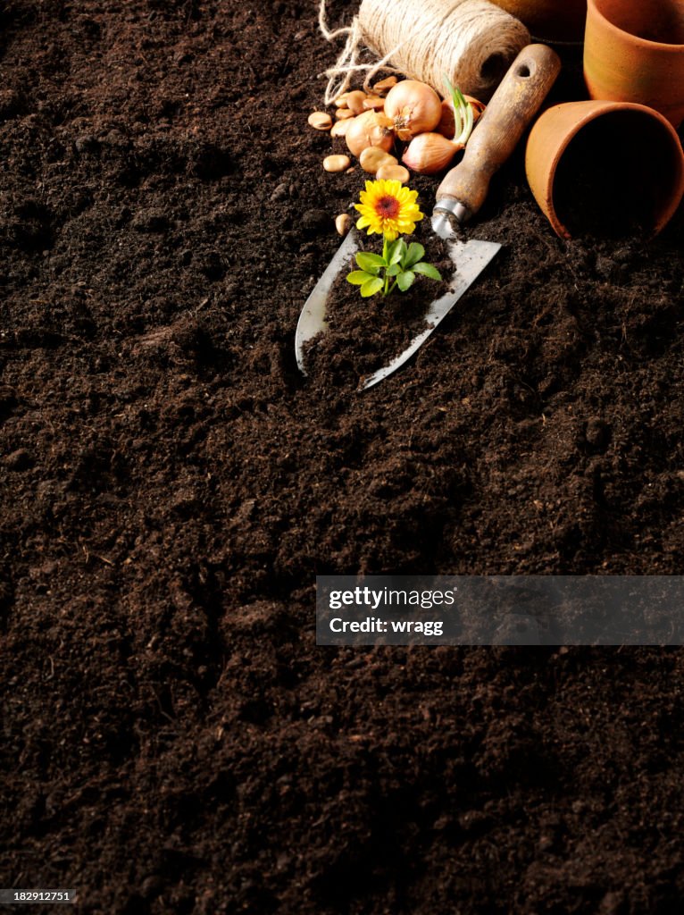 Garden Soil and Gadening Plant Pots