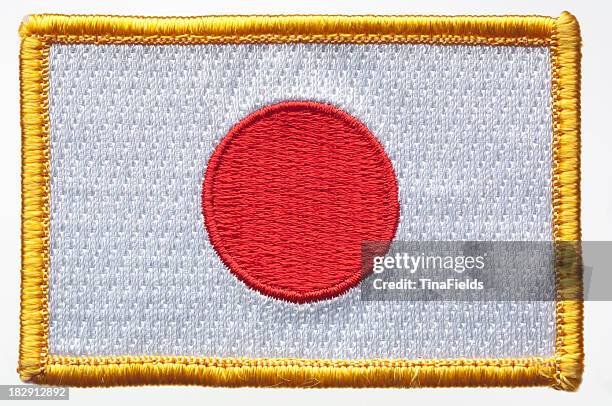 japans flagge als aufnäher. - textile patch stock-fotos und bilder