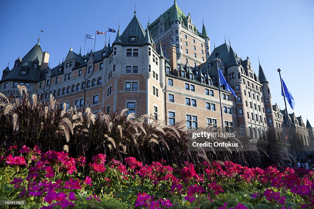 Chateau Frontenac With Flowers In Summer, Quebec City