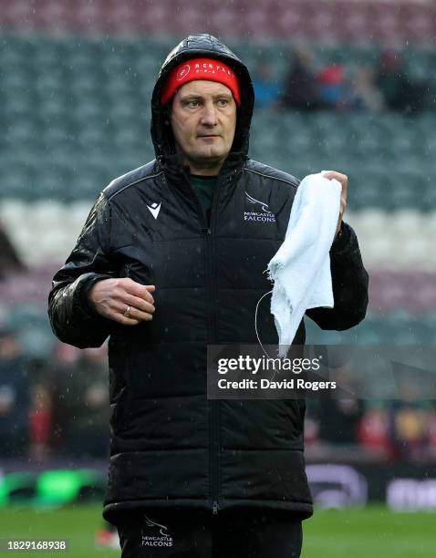 Alex Codling , the head coach of Newcastle Falcons looks on during the Gallagher Premiership Rugby match between Leicester Tigers and Newcastle...
