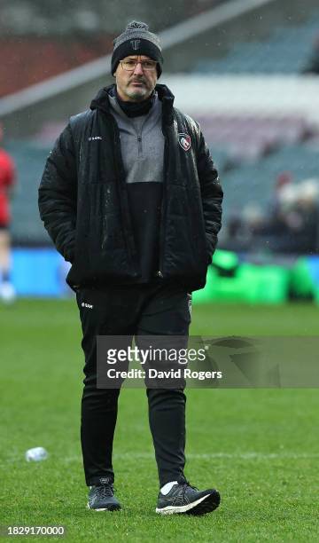 Dan McKellar, the head coach of Leicester Tigers looks on during the Gallagher Premiership Rugby match between Leicester Tigers and Newcastle Falcons...