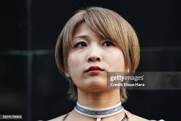 Saori Anou looks on during the Women's Pro-Wrestling "Stardom" Press Conference on November 16, 2023 in Osaka, Japan.