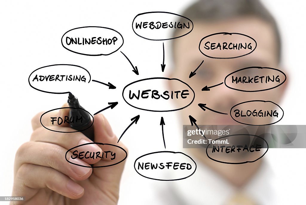 Businessman with website diagram